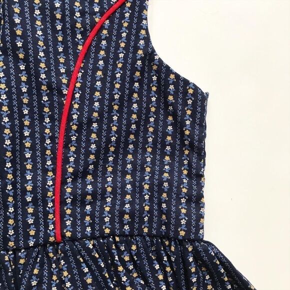 Vintage Navy blue floral stripe dress EUC fits like 2/3T - Picture 3 of 7